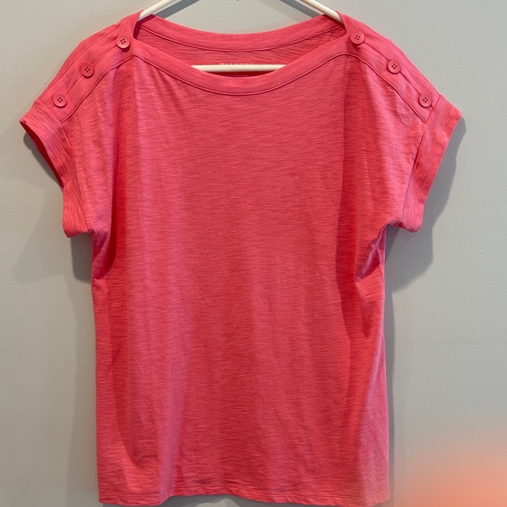 New without tag, small hole see picTalbots Pink Button-Shoulder Short Sleeve Tee